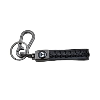 Black Rope Stylish Long Leather Metal & Leather Finish Keyring, Keychain, Key Organiser with Hook for Gift Men & Women