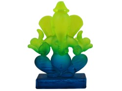 Lord Ganesha Idol for Car Dashboard | Ganesh Statue for Office Decor | Ganesh Putla for homestand | Green and Blue Colour | Size 3 inches Height