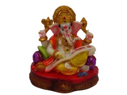 Lord Ganesha Idol for Car Dashboard | Ganesh Statue for Office Decor | Ganesh Putla for homestand | Multicolour Colour | Size 5 inches Height