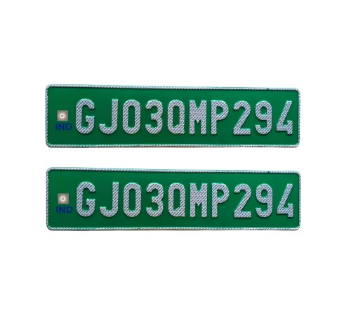Electric Car Number Plate 19.5x4.75 Inches| Green Plate