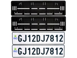 Car Number Plate and Frame | White